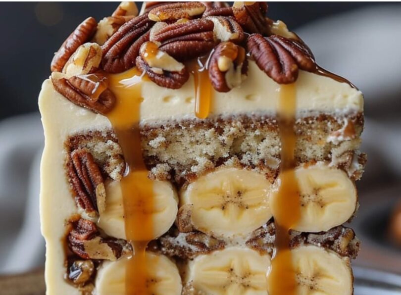 Banana Pecan Caramel Layer Cake - MAKINGOURLIFEMATTER